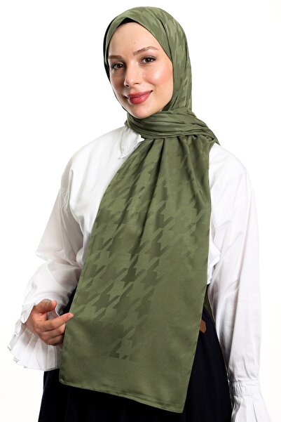 m moon scarf High Quality Khaki Silky Jacquard Shawl - Italian Stitching Houndstooth Pattern