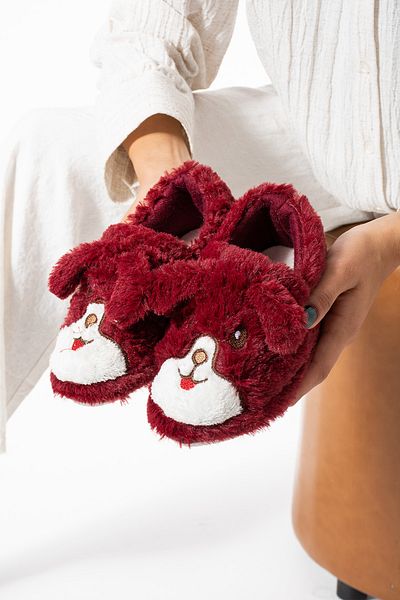 Moda Devrin Παιδικό παπούτσι Claret Red Rabbit Figured - Home and Booties