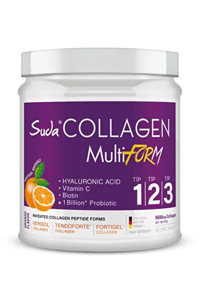 Multiform Portakal Aromalı Toz Kolajen 360gr - 9600 mg Hidrolize Collagen Peptit - Tip1,Tip2,Tip3
