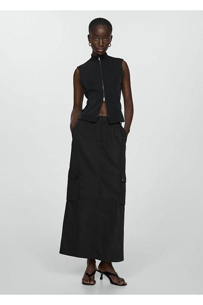 MANGO Woman Long Cargo Skirt
