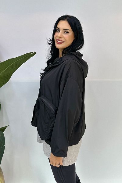 GÖKSEL Plus Size Black Thin Coat - Special Design