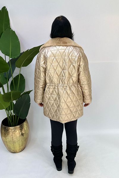 GÖKSEL Beige Large Size Coat - 10 Collar Detail