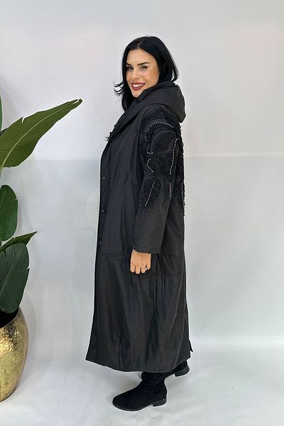 GÖKSEL Large Size Embroidery Detailed Coat -20