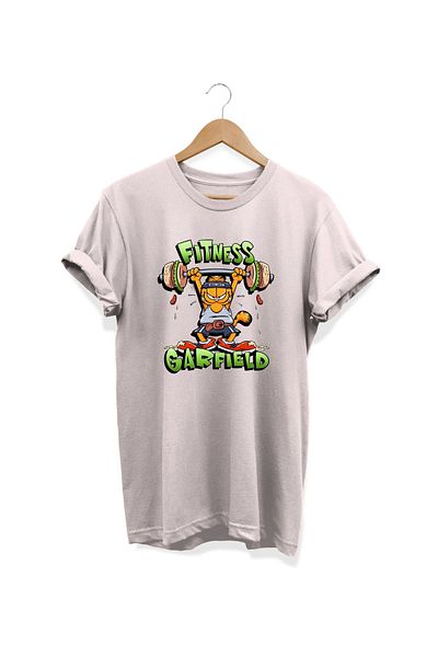 remonz Garfield Gym Printed Crew Neck 100% Cotton Basic T-Shirt - Κανονικό μέγεθος
