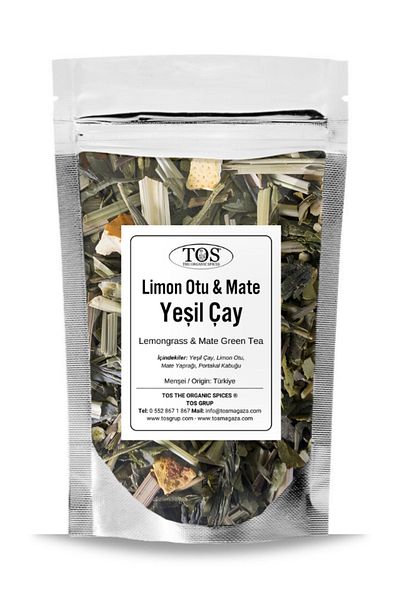 TOS The Organic Spices Lemongrass and Mate Green Tea - 40 Gr (1. Quality)