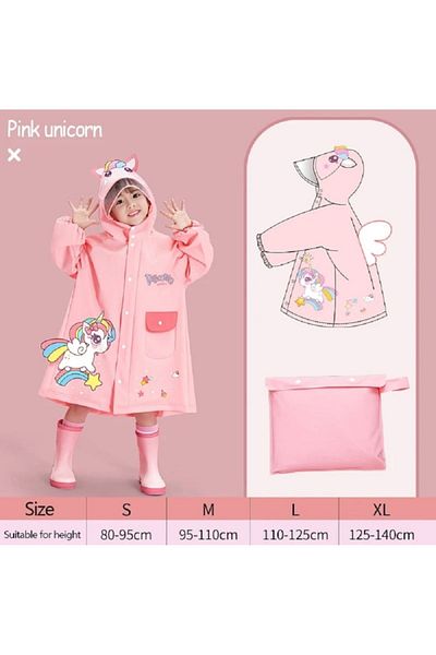 seyuse Children's Raincoat Pink Unicorn Waterproof Children's Raincoat