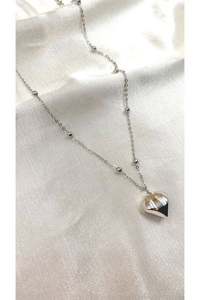 Eylülün Takısı Silver Colored Heart Women's Necklace
