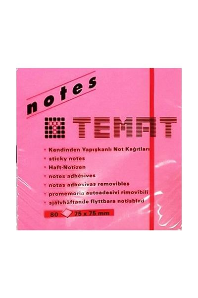 Temat 10612 ورق ملاحظات لاصق 75x75 80 ورقة هايلايتر وردي
