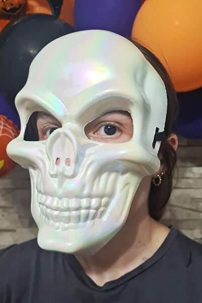 PEKSHOP Bright White Skull Mask Halloween Halloween Mask Scary Skeleton Skull Mask