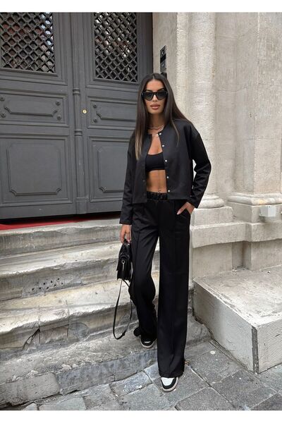 STİLPİX Set de pantaloni cu jachetă neagră pentru femei