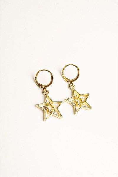 EUROMODA Intertwined Star Design Pearl Beaded Necklace Earrings Set