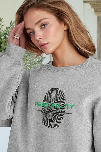 Millionaire Dámská šedá mikina s osobním potiskem 0 Crew Neck Oversize Volný Volný střih Fleecová mikina