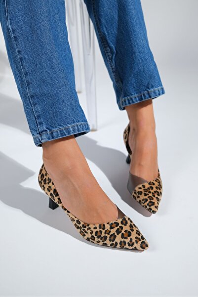 LuviShoes 353 Černožluté dámské boty na podpatku se vzorem