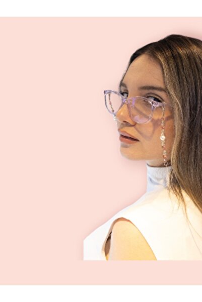 Dİ CORDE AKSESUAR White Brown Pearl - Bead Detailed Glasses Accessory