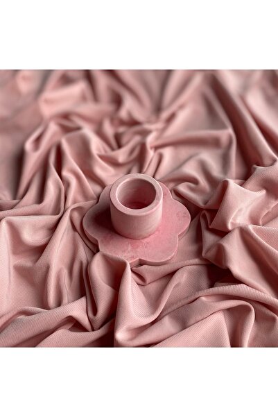 Handmade Dekoratif Pembe Çiçek 2’li Mumluk & Şamdan Set