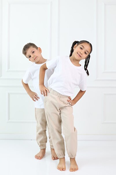 Cuckoo Cotton Erkek Çocuk Kız Çocuk Jogger Pantolon Beli Lastikli Gabardin Okul Pantolonu