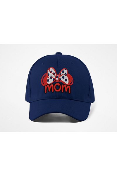 QUATEX Pălărie brodata Mickey Mom – Model unisex din Gabardină 100% Bumbac Albastru Marin