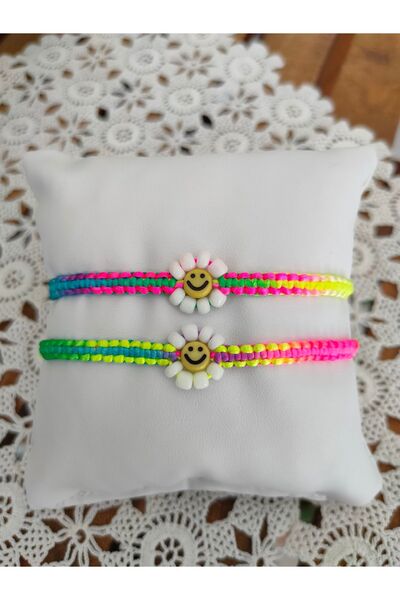 Beybek Gübre Makrome Smile Arkadaşlik bilekliği 2 adet  - Friendship hediyeli...