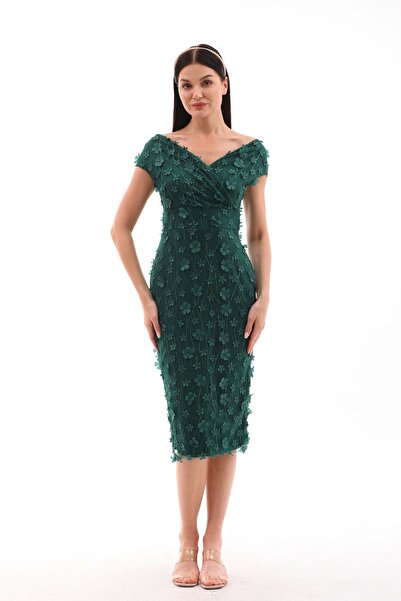 migi life Likralı 3 boyutlu şık kalem elbise