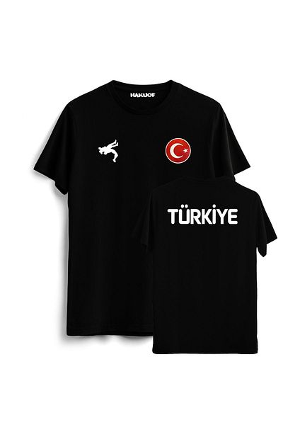 hakuof Wrestling Turkey Printed Original Τουρκική σημαία βαμβακερή μπλούζα Unisex