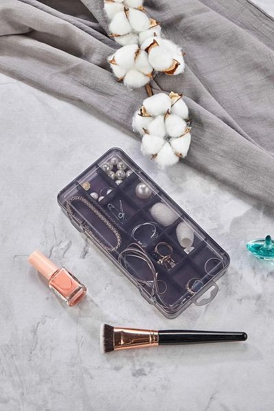 Kitchen Dream 12 Compartments Anthracite Necklace Ring Accessory Storage and Organizer Jewelry and Watch Box