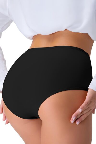 ODISE Chiloți negri cu talie înaltă din lycra cu boruri largi pentru femei - supradimensionat, pachet de 5