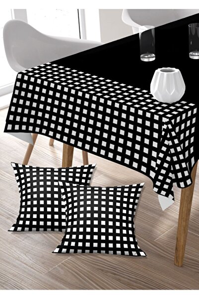 Ardizayn Velvet Fabric Digital Printed Tablecloth and 2 Throw Pillow Cases Set