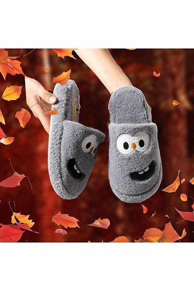 Behtah Kundura Men's Women's Funny Faced Plush Fluffy House Slippers - Smiling Silent Based Dowry Bundle Slippers