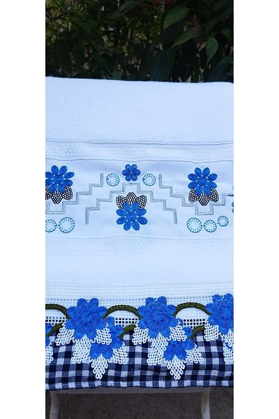 Peacock Υψηλής ποιότητας πετσέτα χεριών με κορδόνια, κεντημένη, κατάλληλη για τσέι
