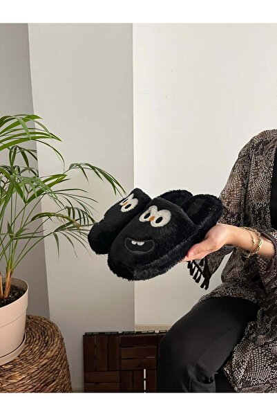 Behtah Kundura Papuci de casă pufosi din pluș cu fața amuzantă pentru bărbați și femei - Papuci de casă cu zâmbet cu talpă liniștită