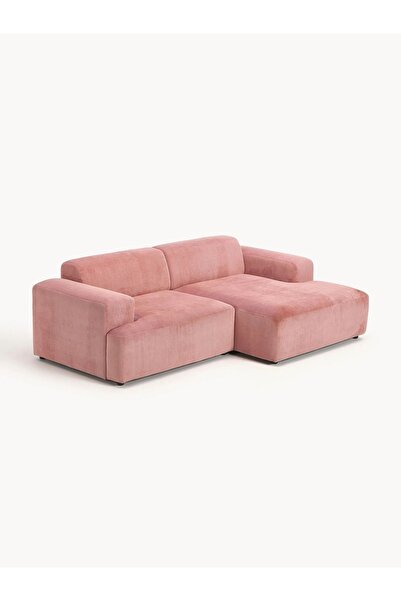 S Home Design Concept Molly Mini 2 Modül Kanepe Köşe Koltuk, Sağ Köşe, Fitilli Gül Kurusu 210x145 cm
