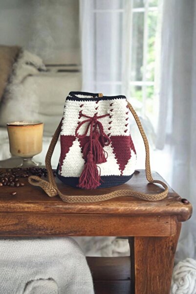 Pötikare Butik Atölye Kadın Geometrik Desen Heybag's Pamuklu El Örmesi El Yap...