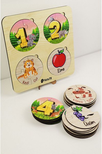 kutuTR My 30 Different Animals and Fruits Puzzle - Set with Cute Figures