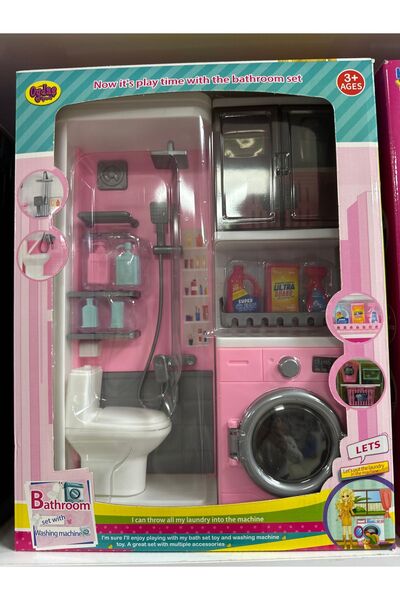 u-toys Kapakları acılan lavabo ve banya oyuncak seti