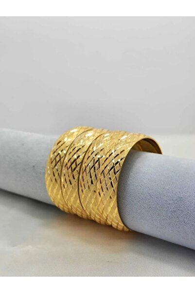 CASELN 22 Ayar Altın Kaplama Baklava Desen 1 Adet Bilezik Düğün Kına Özel Günler