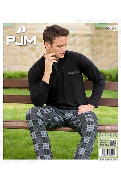 Pijaman Pijamoni Men's Long Sleeve Button Cotton Pajama Suit