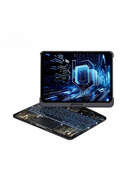 Fogy Ipad Pro 11 Inç 2022-2021 Uyumlu M1/M2 360 Dönebilen Rgb Işıklı Transparan Tasarım Klavyeli Kılıf
