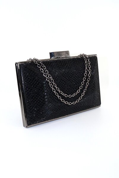 KEEBA Μαύρη τσάντα βραδινού φορέματος. Μοτίβο με σκιές από τον αιχμήλιο θεό τ...