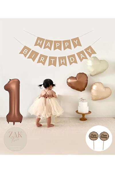 ZEAP Set de baloane din folie kraft cu cifre retro - Banner scris la mulți ani