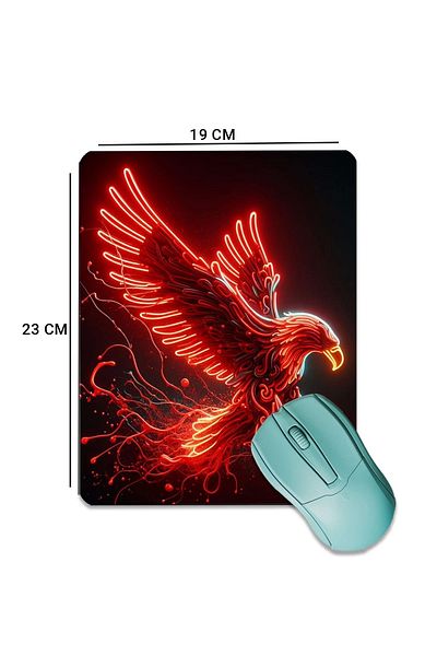 SonicTouch لوحة ماوس ألعاب نيون إيجل أحمر مقاس 19 × 23 سم - سطح أملس، قاعدة مضادة للانزلاق، حافة سلسة