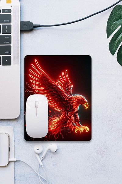 SonicTouch لوحة ماوس ألعاب نيون إيجل أحمر مقاس 19 × 23 سم - سطح أملس، قاعدة مضادة للانزلاق، حافة سلسة