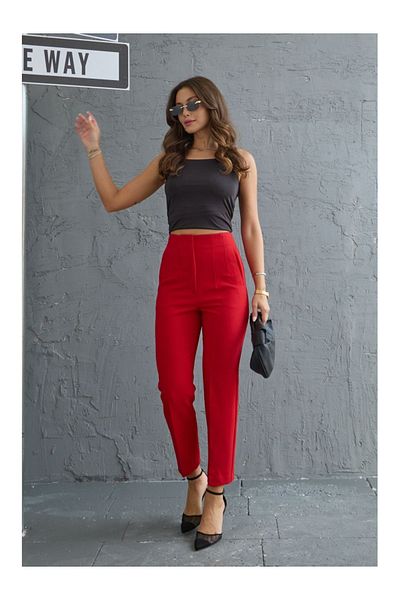Elif Özbey Butik Carrot Cut Red Pants