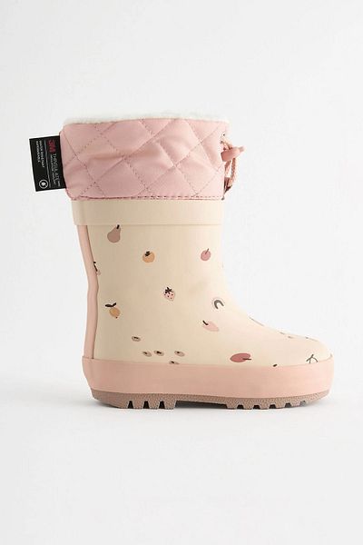 Next Thermal Thinsulate ™   Lined Fruit Patterned Neutral Color Rain Boots