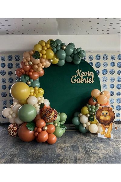 Parti Setim 60 Colorful Balloon Chain Set - Burnt Orange, Eucalyptus, Sea Sand, Turmeric and Desert Sand