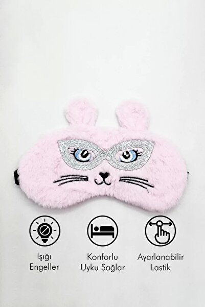 little Luv Çocuklar İçin Pembe Renk Kedi Figürlü Peluş Uyku Bandı