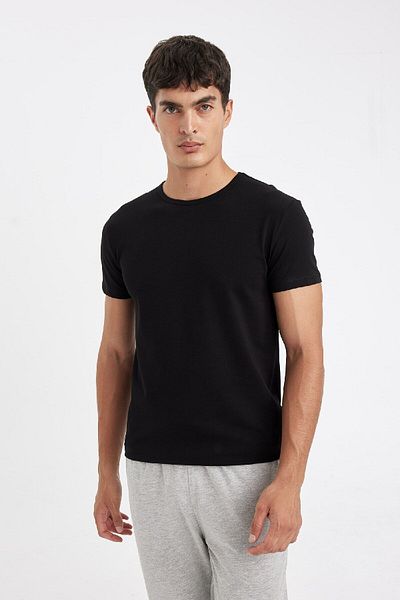 DeFacto Пижама Slim Fit с кръгло деколте и къс ръкав L4885Az24Wn