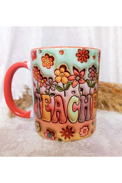 Mugs and love Teacher Öğretmen Baskı Büyük Boy Kupa