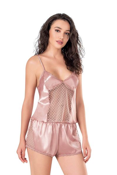 PRIMODA Σετ σορτς 9114 Model Dark Powder Satin Babydoll