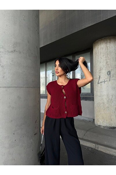 Bella Breeze Women's Knitted Model Buttoned Knitwear Sweater