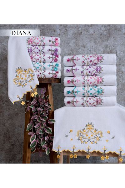 GONCA TEKSTİL Πετσέτα Προσώπου Diana Velvet - 6 Τεμάχια 50x90 cm